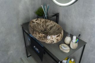 Раковина Gid Mnc168 54409 накладная под камень глянцевая 60x41x15